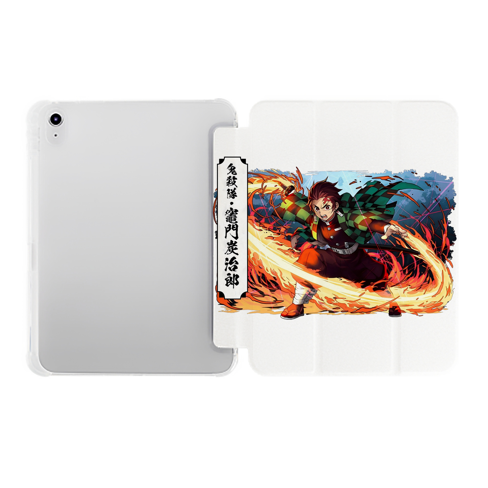 （画像用） 鬼滅の刃 竈門 炭治郎／かまど たんじろう Kamado Tanjirou IPad ケース ペン収納付き 三つ折りスタンド PUレザー×シリコン 対応機種9.5/10.5/10.9インチ